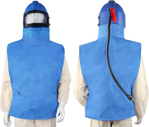 خوذة السفع الرملي، كشط ABS مع إمداد الهواء وبدلة بدون أكمام، لرش قطع طلاء السفع الرملي in Kuwait