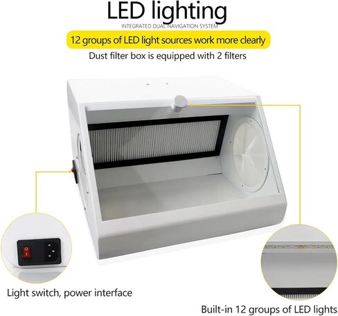 صندوق السفع الرملي الاحترافي - مجمع غبار مختبر الأسنان مع مرشحين، ضوء LED، نافذة عرض كبيرة، خزانة سفع رملي فعالة خالية من الغبار للمختبرات وورش العمل in Kuwait