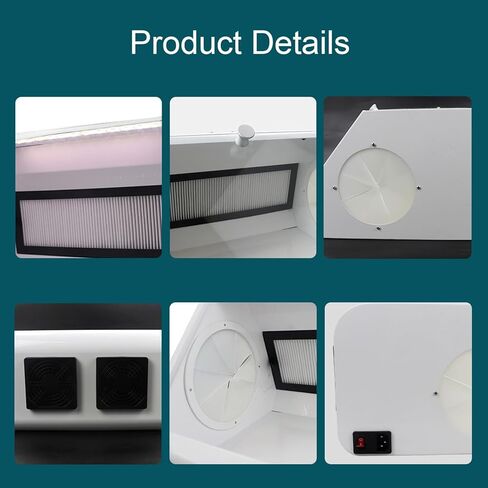 صندوق السفع الرملي الاحترافي - مجمع غبار مختبر الأسنان مع مرشحين، ضوء LED، نافذة عرض كبيرة، خزانة سفع رملي فعالة خالية من الغبار للمختبرات وورش العمل in Kuwait