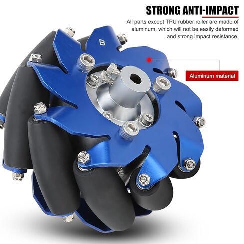 Mecanum Wheels 4 inch, Omnidirectional Robot Wheels, 45° Angled, High Load Capacity 30KG, TPU Rubber Rollers, Smooth Bearings for DIY Robots in Saudi Arabia
