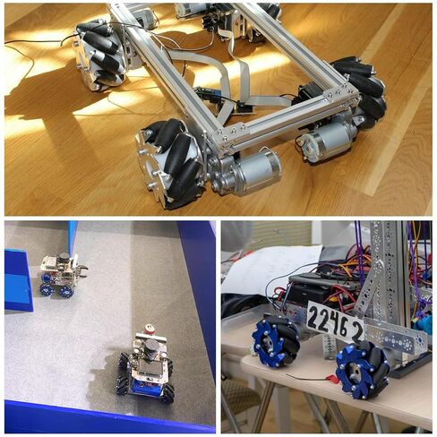 Mecanum Wheels 4 inch, Omnidirectional Robot Wheels, 45° Angled, High Load Capacity 30KG, TPU Rubber Rollers, Smooth Bearings for DIY Robots in Saudi Arabia