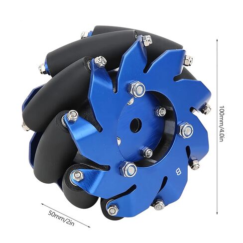 Mecanum Wheels 4 inch, Omnidirectional Robot Wheels, 45° Angled, High Load Capacity 30KG, TPU Rubber Rollers, Smooth Bearings for DIY Robots in Saudi Arabia