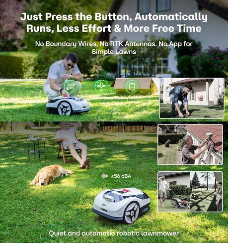 Raccoon 2 SE Robotic Lawnmower for 0.15 Acre, Wire Free Robot Mower with AI Obstacle Avoidance, APP-Free One-Button Operation, 1.18"-3.15" Adjustable Height, Low Noise, Ideal for Small Lawns in Saudi Arabia