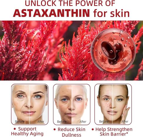 Astaxanthin 24mg, Premium Astaxanthin Antioxidant Supplements with MCT Oil, Ashwagandha, Supports Eye, Skin, Immune, Internal Circulation, Fresh Microalgae Source, Triple Strength - 300 Softgels in Saudi Arabia