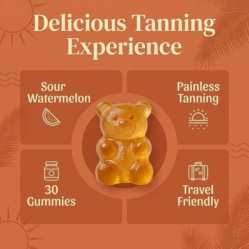 tebazoew Savanna Skin Tanning Gummies, with Astaxanthin, Beta-Carotene, Lycopene & Vitamins, Radiant Healthy Skin Natural Looking Glow, Bronzing, Non-GMO & Vegan in Kuwait
