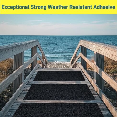 شريط مضاد للانزلاق، شريط قبضة مقاس 12 بوصة × 16 قدم للسلالم الخارجية/الداخلية، بكرة مضادة للانزلاق مقاومة للانزلاق لمداس السلالم غير قابلة للانزلاق، درجات لاصقة كاشطة عالية الاحتكاك - أسود in Kuwait