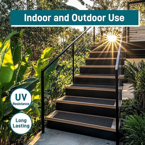 شريط مضاد للانزلاق، شريط قبضة مقاس 12 بوصة × 16 قدم للسلالم الخارجية/الداخلية، بكرة مضادة للانزلاق مقاومة للانزلاق لمداس السلالم غير قابلة للانزلاق، درجات لاصقة كاشطة عالية الاحتكاك - أسود in Kuwait