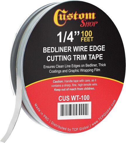 Custom Coat Professional Bedliner Wire Edge Tape, 1/4" x 100ft Roll - Precision Metal Cutting Filament for Spray-On Truck Liners Vinyl Wraps & Thick Epoxy/Urethane Coatings-Achieve Factory-Clean Edge in Saudi Arabia
