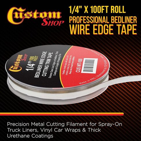 Custom Coat Professional Bedliner Wire Edge Tape, 1/4" x 100ft Roll - Precision Metal Cutting Filament for Spray-On Truck Liners Vinyl Wraps & Thick Epoxy/Urethane Coatings-Achieve Factory-Clean Edge in Saudi Arabia
