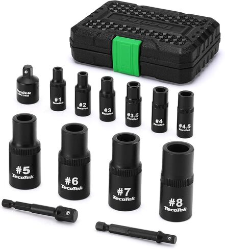 TecoTek 13PCS Magnetic Tap Socket Set, 1/4" & 3/8" Drive Square Drive Tap Handle Tool, Square Socket Set for Fractional MCTI Standard Tap Thru 1/2" & 1/8" NPT Taps in Saudi Arabia