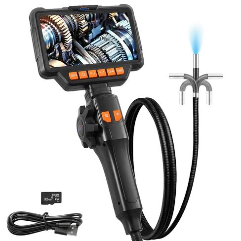 كاميرا بوريسكوب مفصلية، منظار بوريسكوب 8 مم مع شاشة IPS 5 بوصات، دقة 1080 بكسل عالية الدقة، كابل معقوفة بطول 4.9 أقدام، كاميرات ثعبان مقاومة للماء IP67 مع 8 مصابيح للسيارات والسباكة in Kuwait