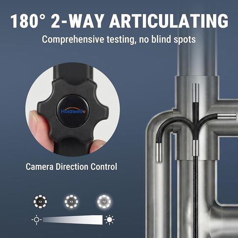 كاميرا بوريسكوب مفصلية، منظار بوريسكوب 8 مم مع شاشة IPS 5 بوصات، دقة 1080 بكسل عالية الدقة، كابل معقوفة بطول 4.9 أقدام، كاميرات ثعبان مقاومة للماء IP67 مع 8 مصابيح للسيارات والسباكة in Kuwait