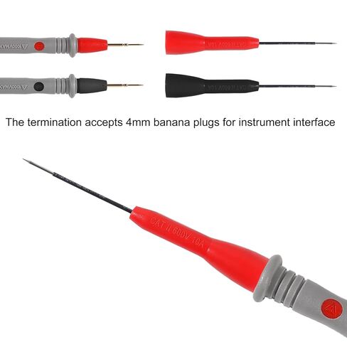 4 Pcs 2mm Stainless Steel Wire Piercing Needles 600V/10A Non-Destructive Test Probes for Fluke Multimeter Leads, Extra Thin Electrical Testing Probes in Saudi Arabia