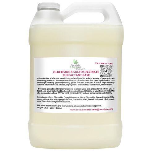 قاعدة جلوكوسيد السطحية - مشتقة من النباتات في منظف رغوي طبيعي لطيف وغني - لوريل ديسيل كوكو كابريل كابريليل غسول الجسم السائل لمستحضرات التجميل - 32 أونصة in Kuwait