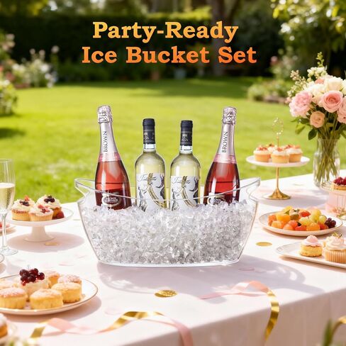 Ice Bucket for Parties, 2PCS Clear Acrylic Drink Buckets with Scoop & Metal Wine Bottle Opener, 5.5L Large Champagne Bucket Tub for Wine, Beer, Cocktail Bar & Mimosa Bar Supplies Cooler in Saudi Arabia
