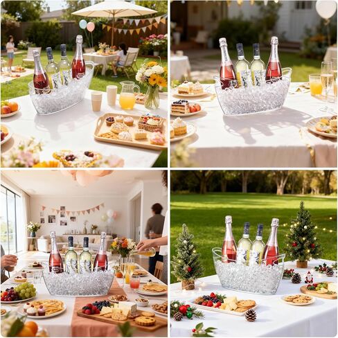 Ice Bucket for Parties, 2PCS Clear Acrylic Drink Buckets with Scoop & Metal Wine Bottle Opener, 5.5L Large Champagne Bucket Tub for Wine, Beer, Cocktail Bar & Mimosa Bar Supplies Cooler in Saudi Arabia