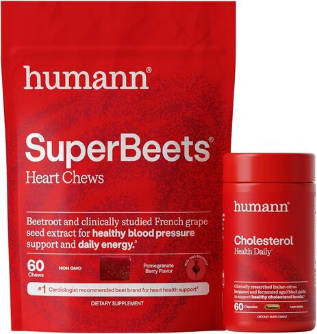 Humann SuperBeets Heart Chews & Cholesterol Health Daily Bundle, Blood Pressure and Cholesterol Support Supplements, 120ct in Kuwait