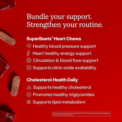 Humann SuperBeets Heart Chews & Cholesterol Health Daily Bundle, Blood Pressure and Cholesterol Support Supplements, 120ct in Kuwait