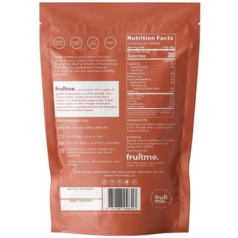 Raw Certified Organic Camu Camu Powder Freeze-Dried 100g - Vitamin C Rich Superfood - Highest Vitamin C Superfruit - A Natural Peruvian Berry by FruitMe … in Saudi Arabia