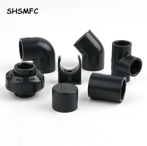 1Pc I.D 20~63mm Dark Grey Direct 90 Degree Elbow Aquarium Garden Irrigation Tee Water Tube Joint Fittings Pipe End Cap(Straight,63mm) in Saudi Arabia