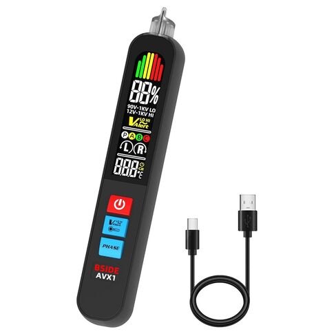BSIDE Voltage Tester, Non-Contact with 3-Phase Rotation Indicator & Signal Percentage, Rechargeable AC Electrical Voltage Detector Pen, High/Low Sensitivity with 6 Ranges, 3-Mode Alarm with Analog Bar in Kuwait