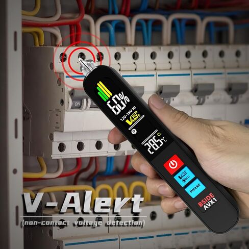 BSIDE Voltage Tester, Non-Contact with 3-Phase Rotation Indicator & Signal Percentage, Rechargeable AC Electrical Voltage Detector Pen, High/Low Sensitivity with 6 Ranges, 3-Mode Alarm with Analog Bar in Kuwait