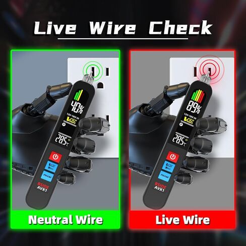 BSIDE Voltage Tester, Non-Contact with 3-Phase Rotation Indicator & Signal Percentage, Rechargeable AC Electrical Voltage Detector Pen, High/Low Sensitivity with 6 Ranges, 3-Mode Alarm with Analog Bar in Kuwait
