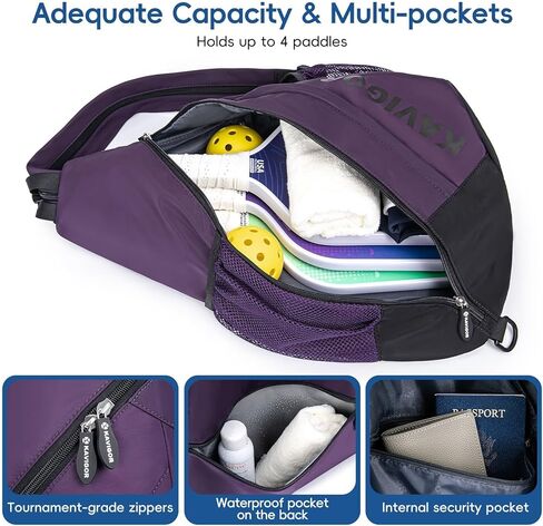 KAVIGOR 2025 Pickleball Sling Bag, Convertible Ultra-Light Backpack with Skin-Soft Fabric & Wet/Dry Pocket, Fits 4 Paddles + Gear in Saudi Arabia