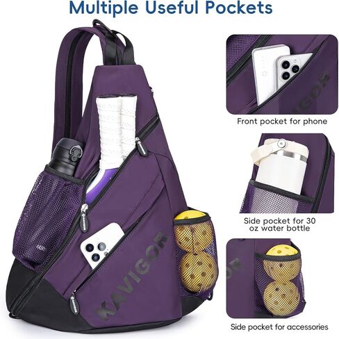 KAVIGOR 2025 Pickleball Sling Bag, Convertible Ultra-Light Backpack with Skin-Soft Fabric & Wet/Dry Pocket, Fits 4 Paddles + Gear in Saudi Arabia