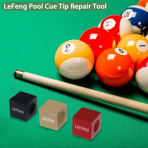 LeFeng 3-in-1 Cubic Billiard Cue Tip Repair Tool - Premium Alloy Shaper, Scuffer, Aerator - Durable, Portable Design for Quick Cue Maintenance - Perfect Pool Cue Accessory Gift(Golden) in Kuwait