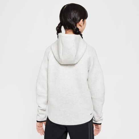 هودي بسحاب كامل للفتيات من Nike Sportswear Tech Fleece (HV8695-013، رمادي فاتح/هيذر/أسود/أسود) مقاس متوسط in Saudi Arabia