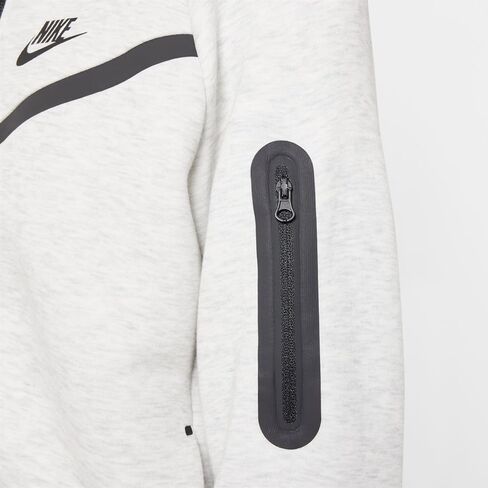 هودي بسحاب كامل للفتيات من Nike Sportswear Tech Fleece (HV8695-013، رمادي فاتح/هيذر/أسود/أسود) مقاس متوسط in Saudi Arabia
