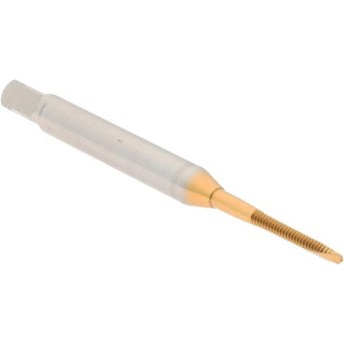 Hertel Spiral Point Tap, M1.6x0.35 Metric Coarse, 2 Flutes, HSS, TiN Coated, 5/16" Thread Length, 1-5/8" OAL, Right Hand, D3, Plug Chamfer, 6H Class of Fit in Saudi Arabia