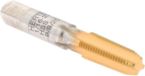 Hertel Standard Pipe Tap, 1/16-27 NPT, 4 Flutes, High Speed Steel, TiN Finish, 2-3/16" OAL, Part #G127012T in Saudi Arabia