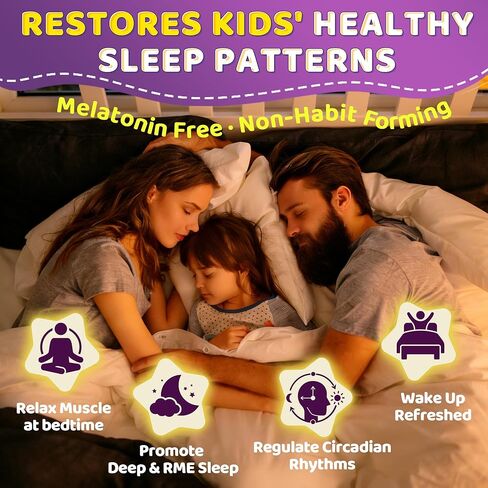 Kids Sleep Gummies - Magnesium Glycinate Saffron for kids w/ Vitamin B6 D3, L-Theanine, GABA, Chamomile, Methylate B12 for Peaceful Sleep, Relax Brain & Muscle, Bedtime Unwind, Melatonin Free,120 Cts in Kuwait