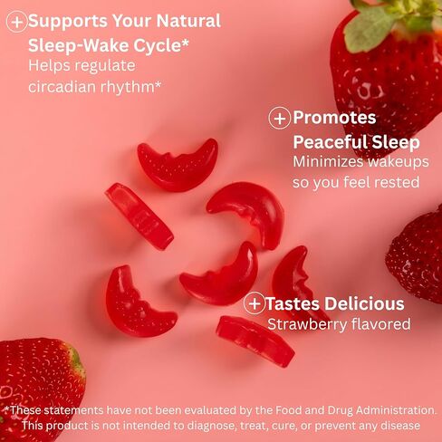 Vemax Sleep Gummies Adult Melatonin 10mg, L-Theanine, Magnesium, Lavender, Lemon Balm and Ashwagandha, Drug Free Nighttime Rest Support, 60 Strawberry Flavored Sleep Aids for Adults, Zero Sugar in Saudi Arabia