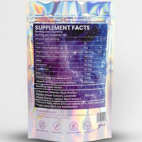 Vemax Sleep Gummies Adult Melatonin 10mg, L-Theanine, Magnesium, Lavender, Lemon Balm and Ashwagandha, Drug Free Nighttime Rest Support, 60 Strawberry Flavored Sleep Aids for Adults, Zero Sugar in Saudi Arabia
