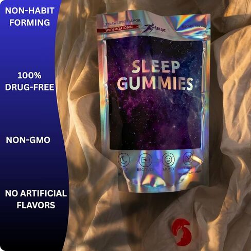 Vemax Sleep Gummies Adult Melatonin 10mg, L-Theanine, Magnesium, Lavender, Lemon Balm and Ashwagandha, Drug Free Nighttime Rest Support, 60 Strawberry Flavored Sleep Aids for Adults, Zero Sugar in Saudi Arabia