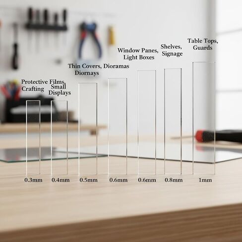 Clear PET Rigid Plastic Sheets, 0.5mm, high Clarity & Impact Resistant. for Model Making, Display Cases, DIY Crafts, Packaging. 12 Sizes from 4x6 to 24x36 inches. (10, 8in×8in-0.5mm Thick) in Saudi Arabia
