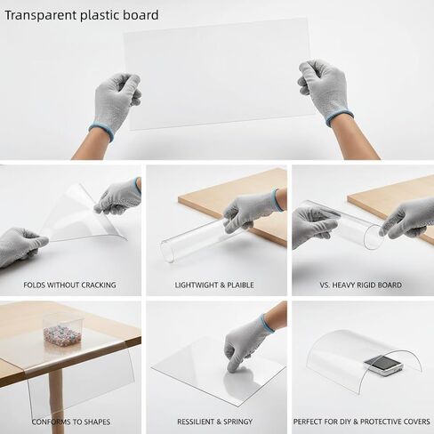 Clear PET Rigid Plastic Sheets, 0.5mm, high Clarity & Impact Resistant. for Model Making, Display Cases, DIY Crafts, Packaging. 12 Sizes from 4x6 to 24x36 inches. (10, 8in×8in-0.5mm Thick) in Saudi Arabia