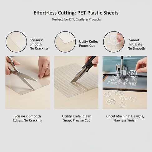 Clear PET Rigid Plastic Sheets, 0.5mm, high Clarity & Impact Resistant. for Model Making, Display Cases, DIY Crafts, Packaging. 12 Sizes from 4x6 to 24x36 inches. (10, 8in×8in-0.5mm Thick) in Saudi Arabia