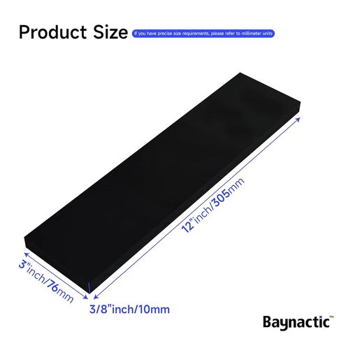 لوح بلاستيكي أسود من Delrin/Acetal Copolymer، بلاستيك هندسي عالي الأداء لتصنيع CNC، DIY، والتطبيقات الصناعية (أسود، 3/8 بوصة × 3 بوصة × 12 بوصة) in Kuwait