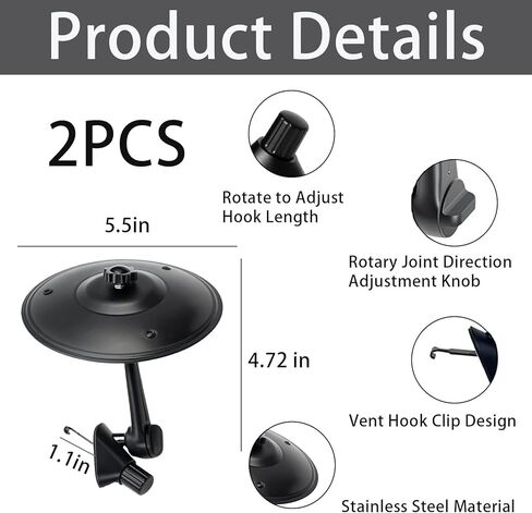 Car Cymbal Air Vent, Mini Car Crash Cymbals, Drum Cymbal For Music Lovers for Enhance Driving Pleasure, for Most Vehicles, 360° Rotation (Black) in Saudi Arabia