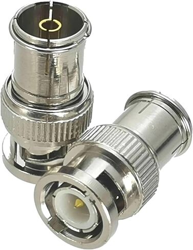 2Pcs Connector BNC to IEC PAL DVB-T Male Plug & Female Jack Straight RF Adapter Converter Coaxial(Bnc M to Iec F) in Kuwait