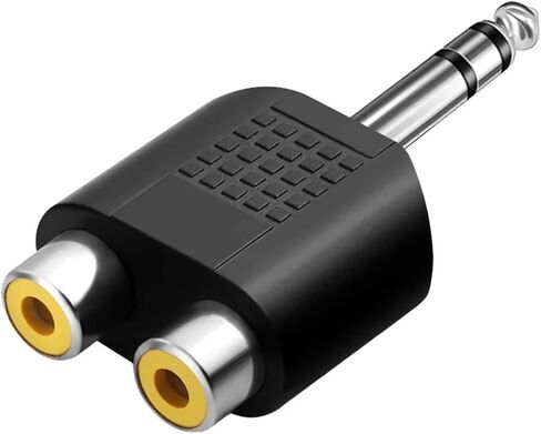 5/20/100PCS 6.35mm 6.5mm 1/4 inch Male Stereo Jack to 2 Dual RCA Female Y Splitter Audio Adapter Converter(100PCS) in Kuwait