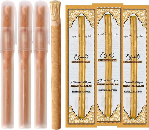المسواك (فرشاة الأسنان الطبيعية التقليدية) (3 عبوات) سواك الصلاح مع حامل المسواك (طبيعي 3) in Kuwait