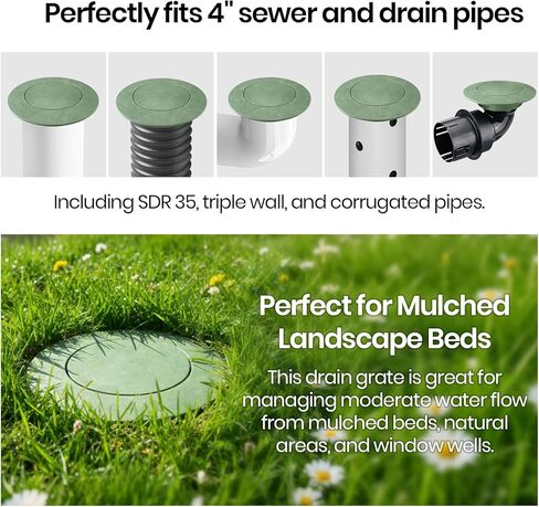 Calvana (2 Pack) Pop-Up Drain Emitter, Cap Replacement for 420C Pop-Up Drainage Emitter, Fits 3" & 4" Sewer/Drain Pipes Compatible with Catch Basins, Channel Drains and Drainage Systems, Green in Kuwait