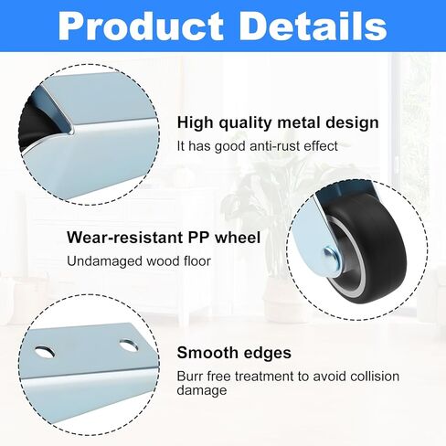 2Pcs Gate Caster Wheels Replacement - Rubber Rolling Swivel Casters - Non-Slip Pulley Directional Wheel for Garden, Gate, Fence, Tables, Sofa, Furniture in Saudi Arabia