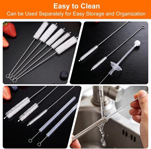 8 Inch Extra Long Straw Cleaner Brush Set, 10 Pack Reusable Straw Cleaning Brushes for Tumbler, Metal Straws，Bottle Drinking Straws，Computer Keyboard, Desktop Cleaning in Saudi Arabia