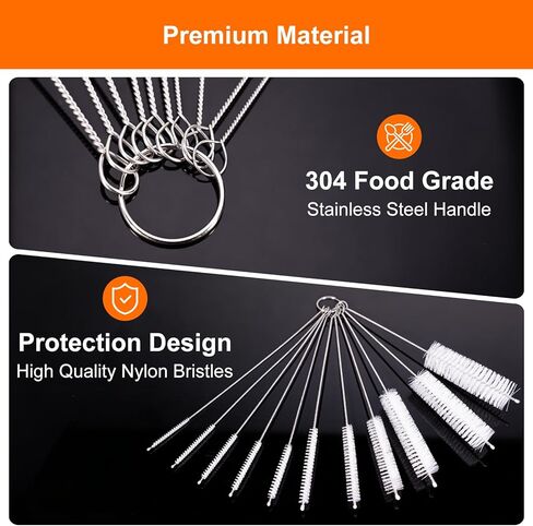 8 Inch Extra Long Straw Cleaner Brush Set, 10 Pack Reusable Straw Cleaning Brushes for Tumbler, Metal Straws，Bottle Drinking Straws，Computer Keyboard, Desktop Cleaning in Saudi Arabia